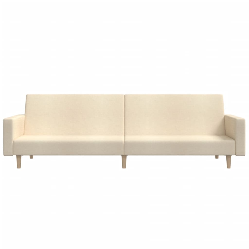 vidaXL Canapea extensibilă cu 2 locuri, crem, material textil vidaXL Canapea extensibilă cu 2 locuri, crem, material textil