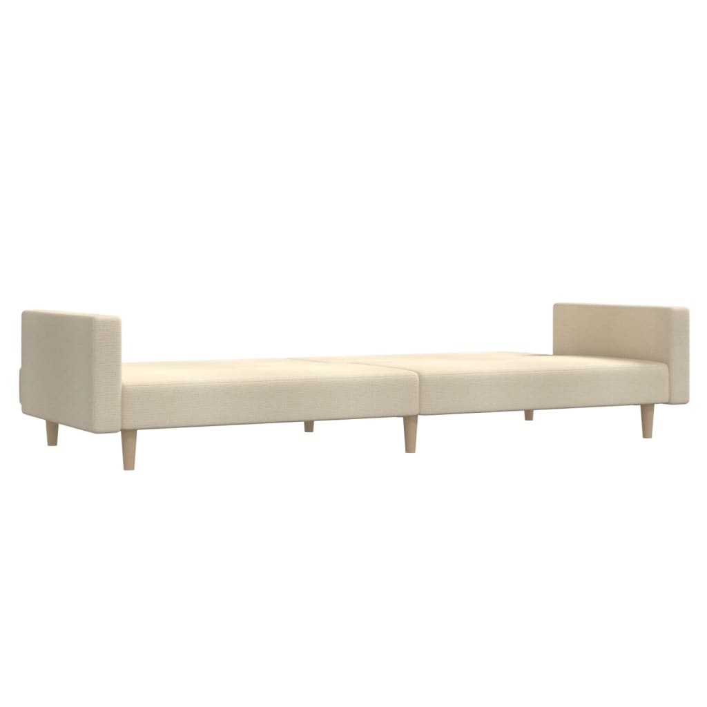 vidaXL Canapea extensibilă cu 2 locuri, crem, material textil vidaXL Canapea extensibilă cu 2 locuri, crem, material textil