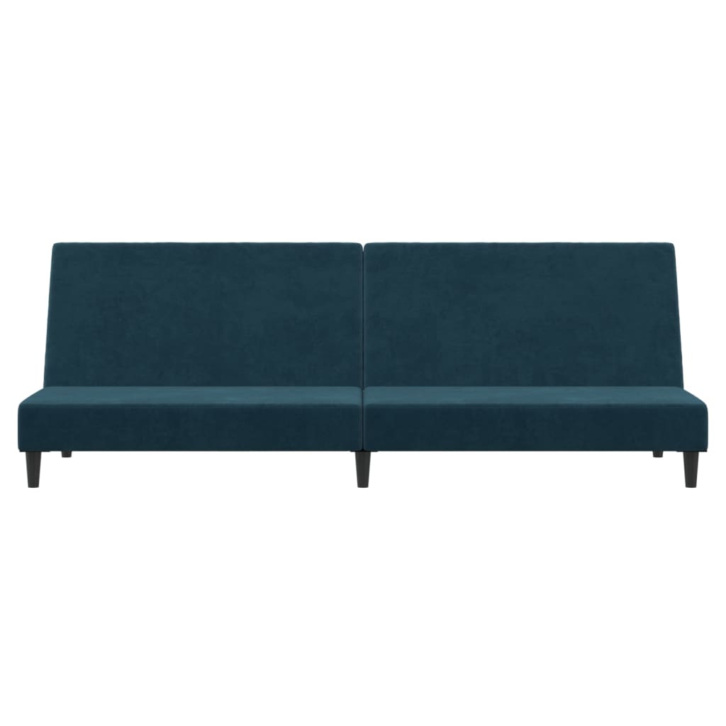 vidaXL Canapea extensibilă cu 2 locuri, albastru, catifea vidaXL Canapea extensibilă cu 2 locuri, albastru, catifea
