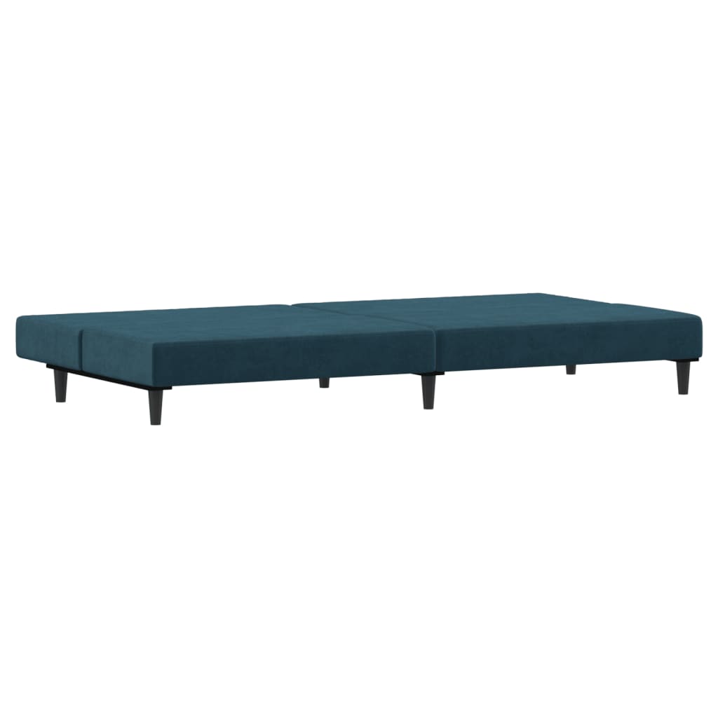vidaXL Canapea extensibilă cu 2 locuri, albastru, catifea vidaXL Canapea extensibilă cu 2 locuri, albastru, catifea