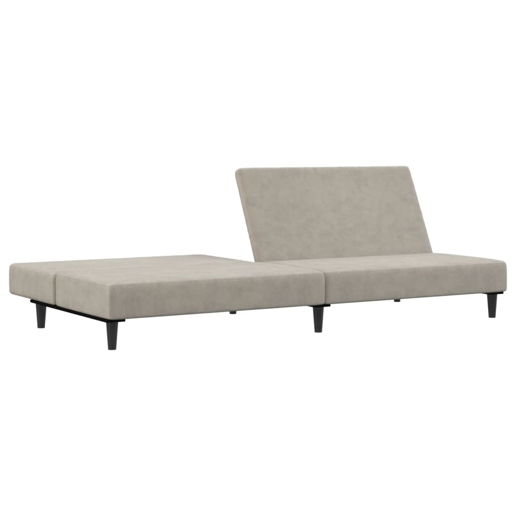 vidaXL Canapea extensibilă cu 2 locuri, gri deschis, catifea