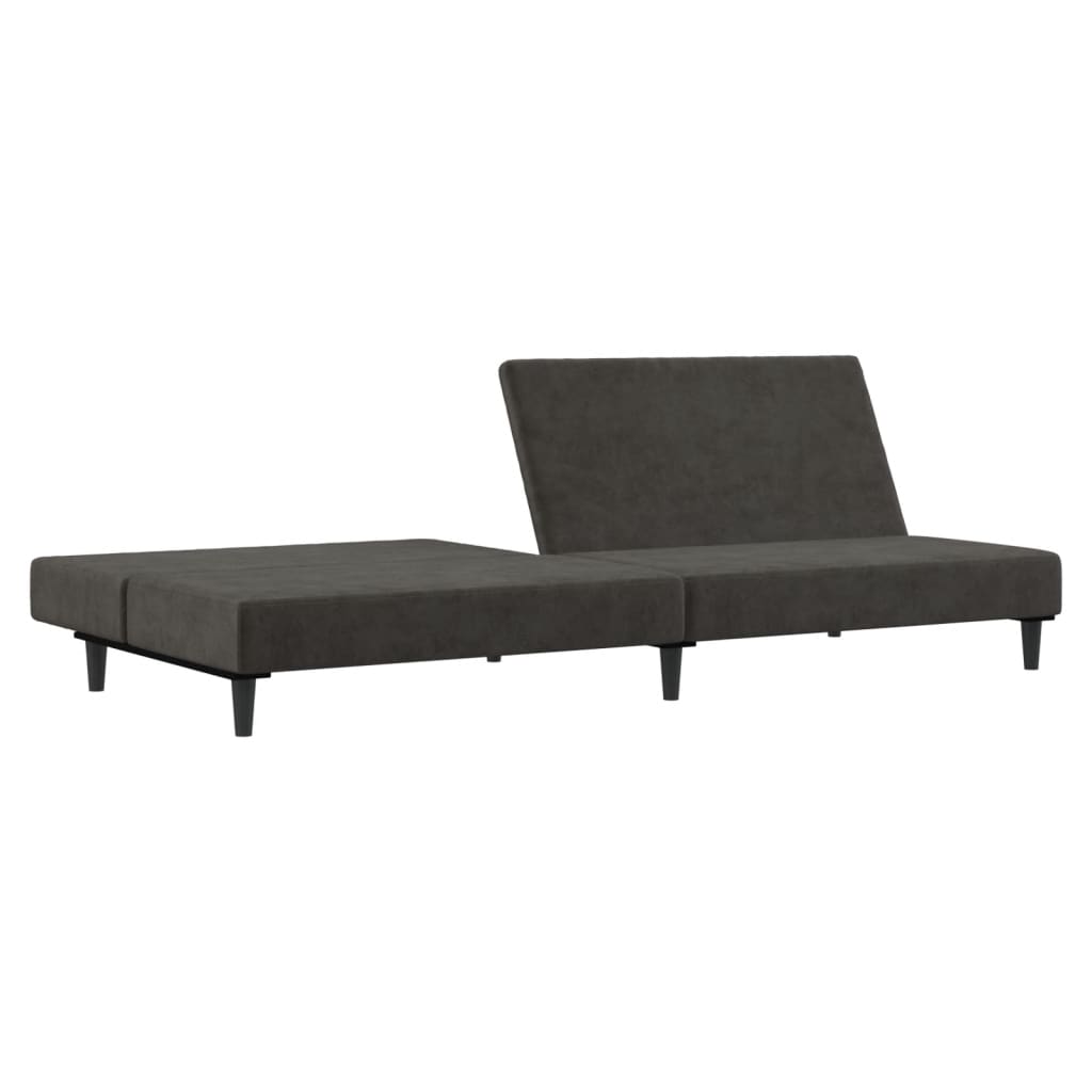 vidaXL Canapea extensibilă cu 2 locuri, gri închis, catifea
