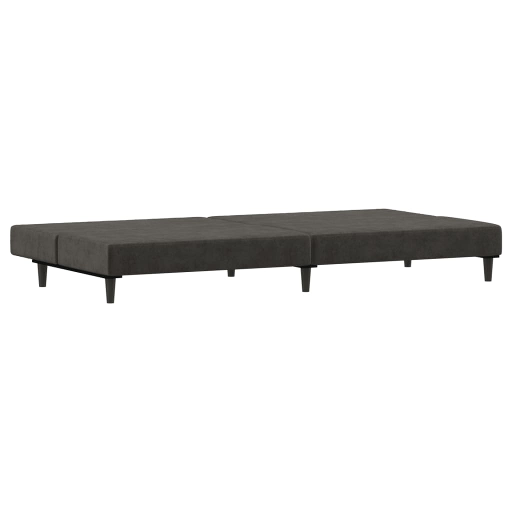 vidaXL Canapea extensibilă cu 2 locuri, gri închis, catifea