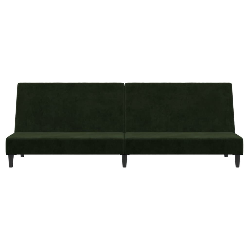vidaXL Canapea extensibilă cu 2 locuri, verde închis, catifea