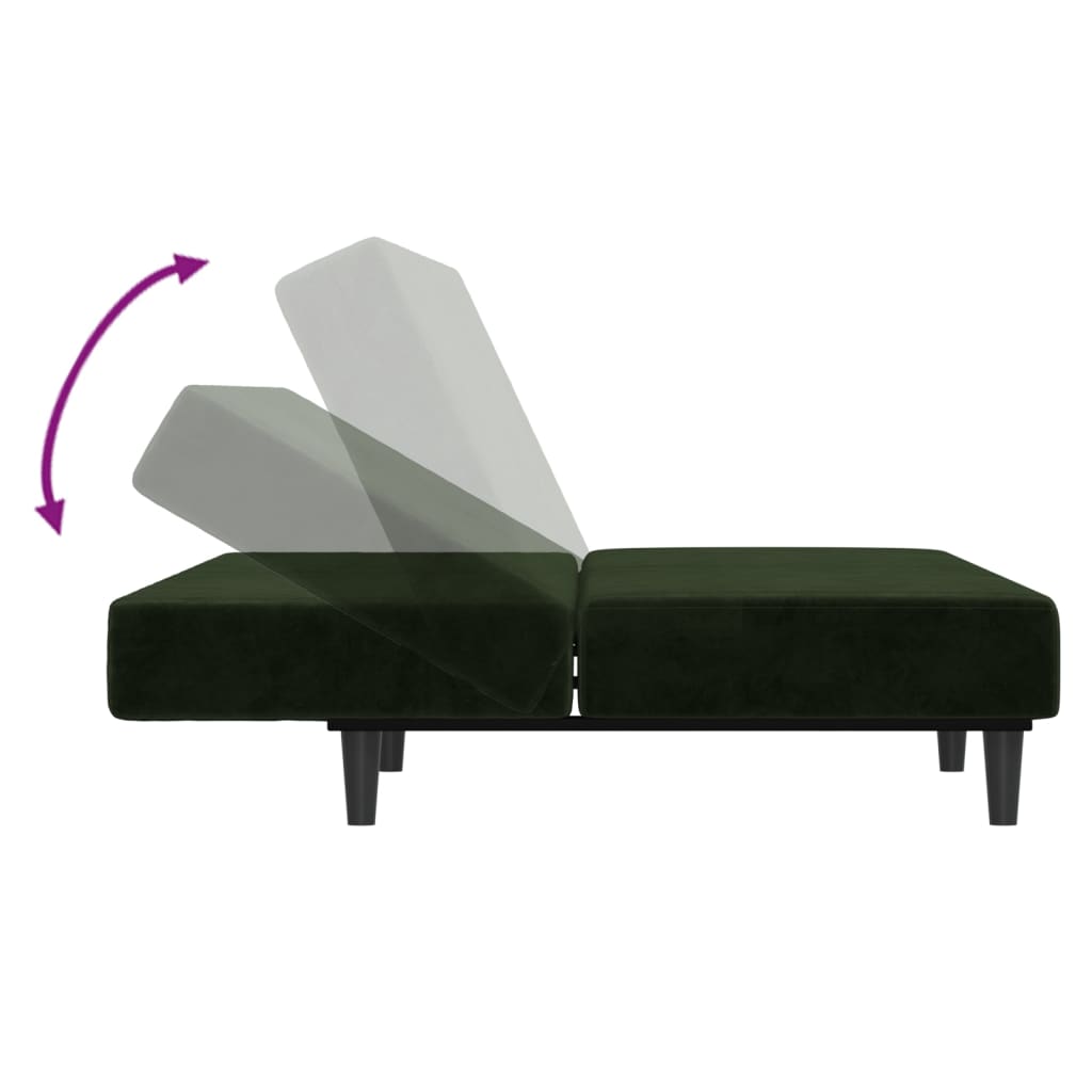 vidaXL Canapea extensibilă cu 2 locuri, verde închis, catifea