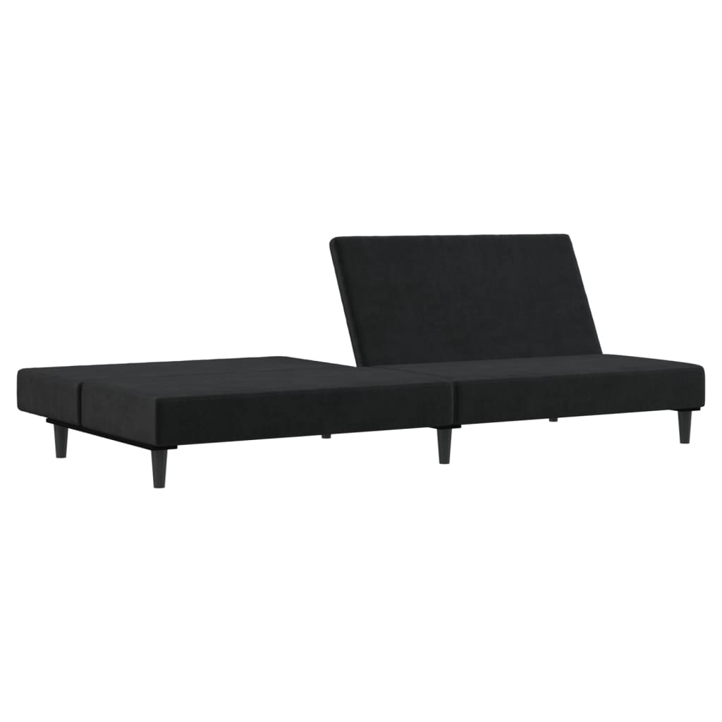 vidaXL Canapea extensibilă cu 2 locuri, negru, catifea