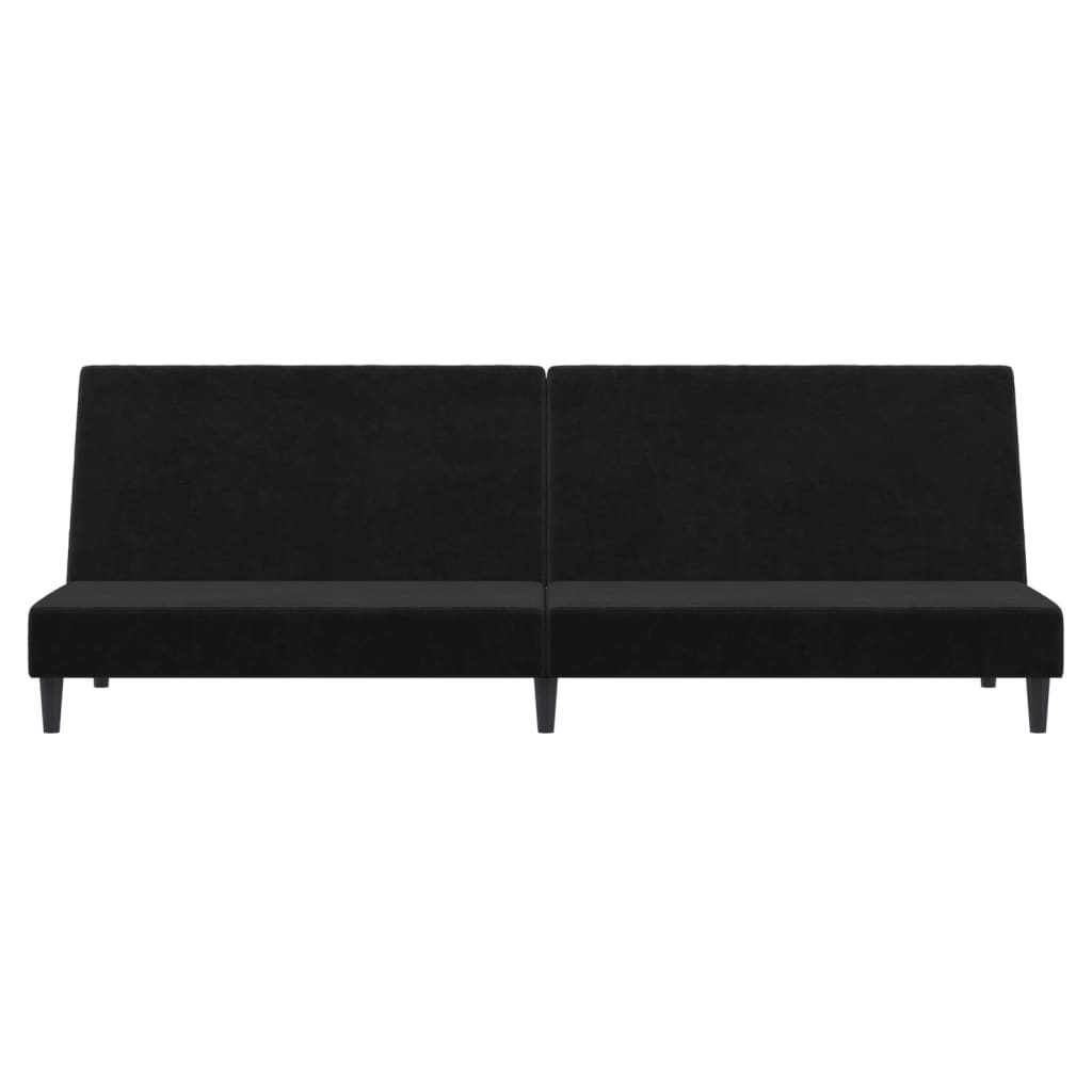 vidaXL Canapea extensibilă cu 2 locuri, negru, catifea