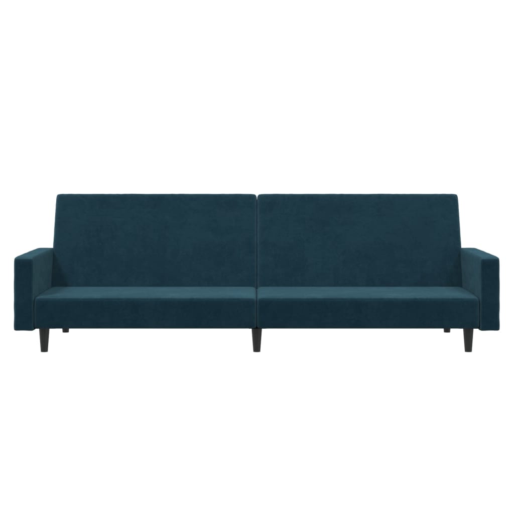 vidaXL Canapea extensibilă cu 2 locuri, albastru, catifea vidaXL Canapea extensibilă cu 2 locuri, albastru, catifea