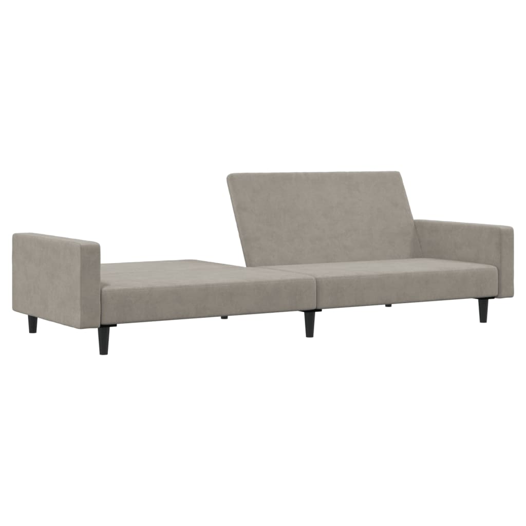 vidaXL Canapea extensibilă cu 2 locuri, gri deschis, catifea