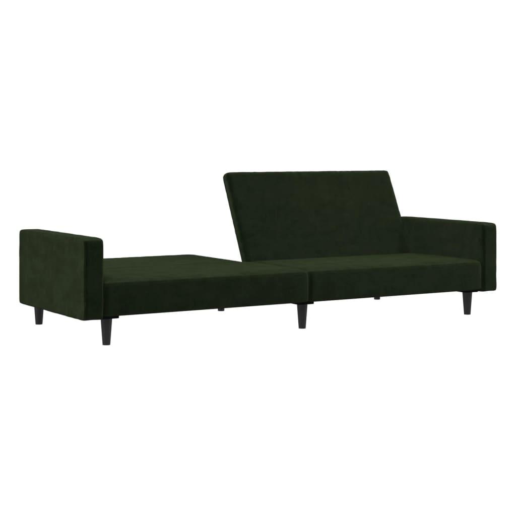 vidaXL Canapea extensibilă cu 2 locuri, verde închis, catifea