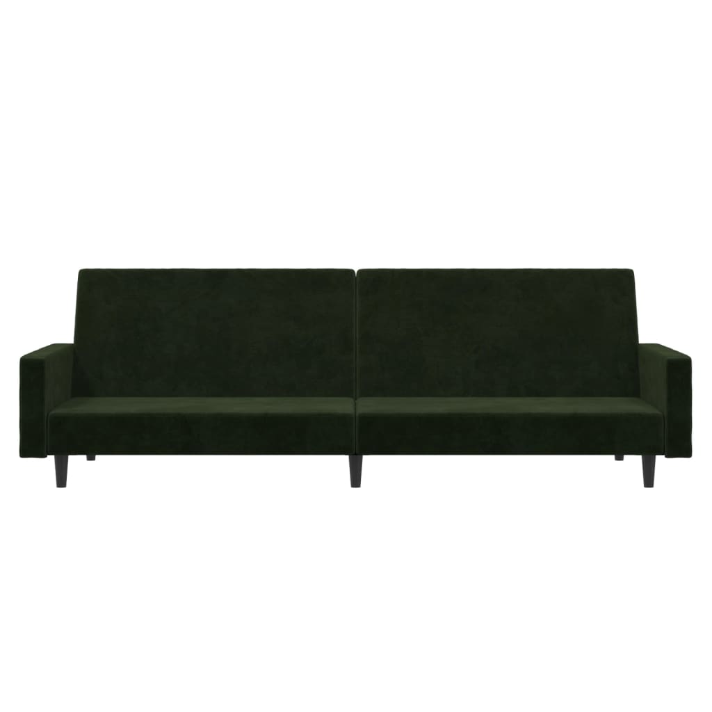 vidaXL Canapea extensibilă cu 2 locuri, verde închis, catifea
