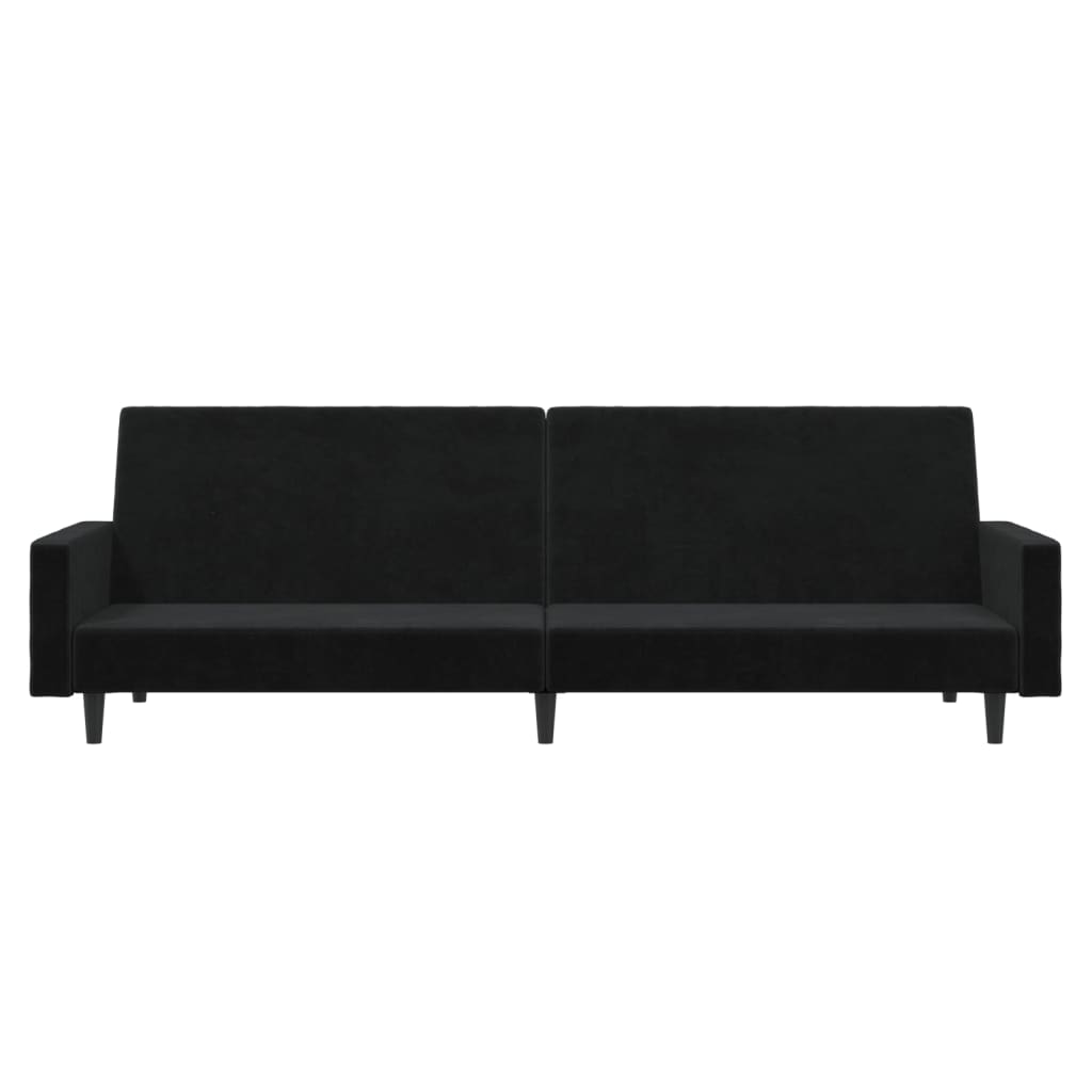 vidaXL Canapea extensibilă cu 2 locuri, negru, catifea