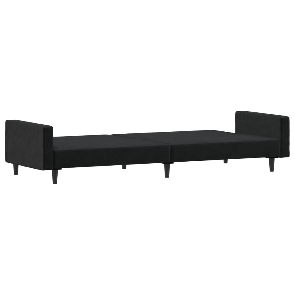 vidaXL Canapea extensibilă cu 2 locuri, negru, catifea