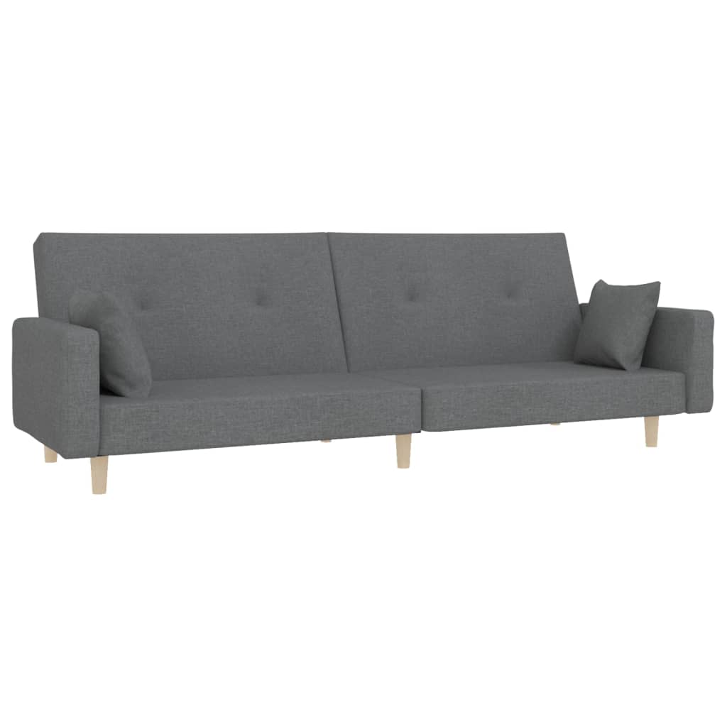 vidaXL Canapea extensibilă cu 2 locuri, 2 perne, gri deschis, textil vidaXL Canapea extensibilă cu 2 locuri, 2 perne, gri deschis, textil