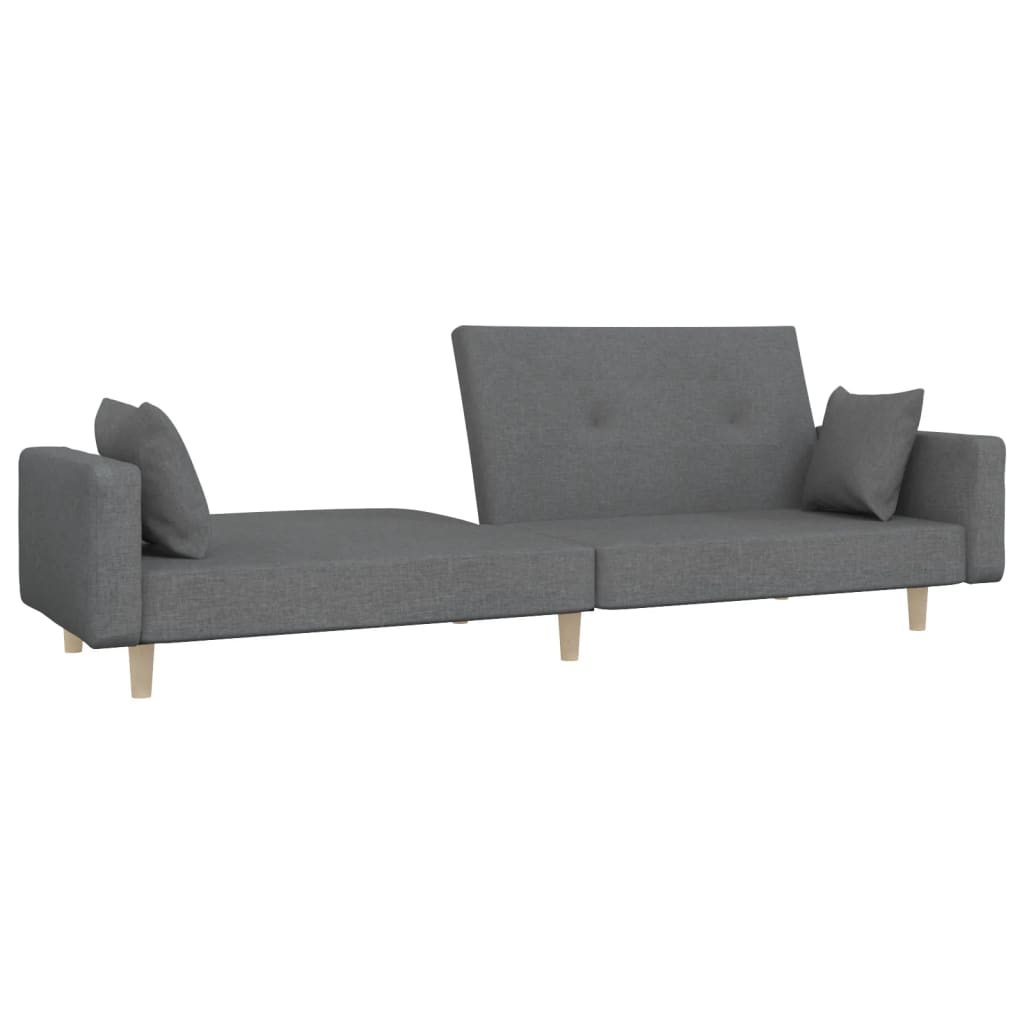 vidaXL Canapea extensibilă cu 2 locuri, 2 perne, gri deschis, textil vidaXL Canapea extensibilă cu 2 locuri, 2 perne, gri deschis, textil