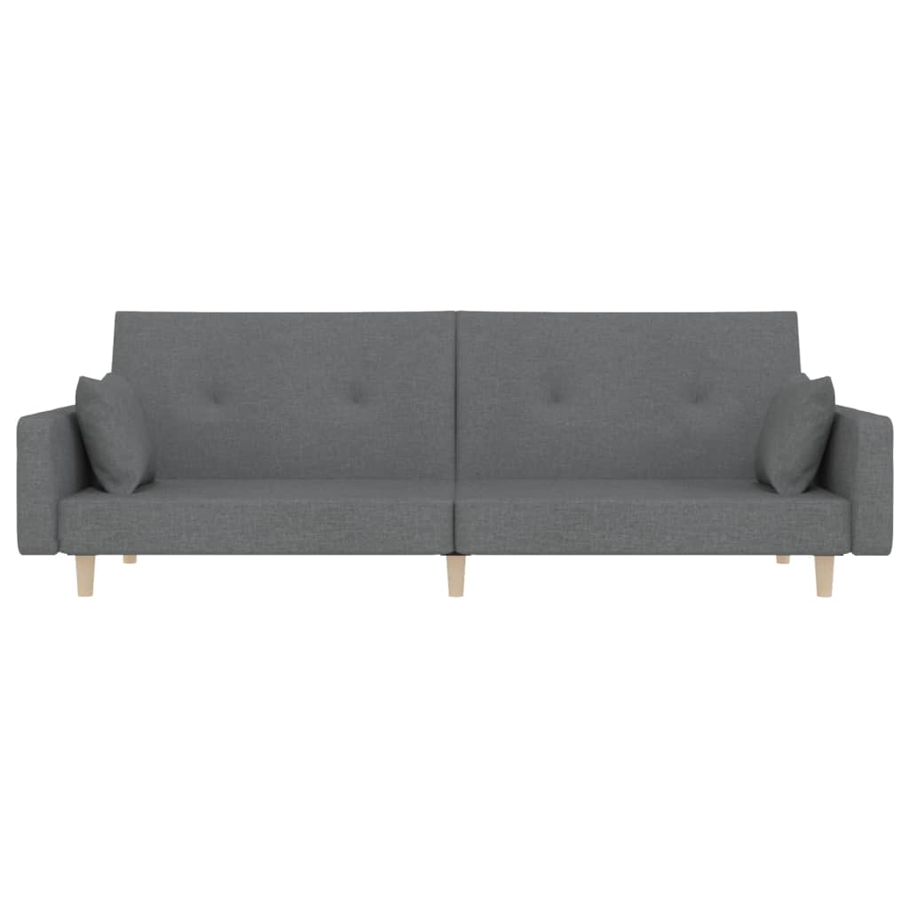 vidaXL Canapea extensibilă cu 2 locuri, 2 perne, gri deschis, textil vidaXL Canapea extensibilă cu 2 locuri, 2 perne, gri deschis, textil