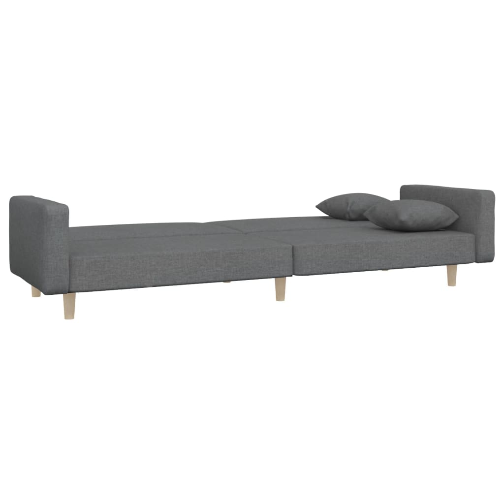 vidaXL Canapea extensibilă cu 2 locuri, 2 perne, gri deschis, textil vidaXL Canapea extensibilă cu 2 locuri, 2 perne, gri deschis, textil