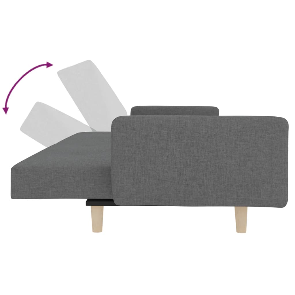 vidaXL Canapea extensibilă cu 2 locuri, 2 perne, gri deschis, textil vidaXL Canapea extensibilă cu 2 locuri, 2 perne, gri deschis, textil