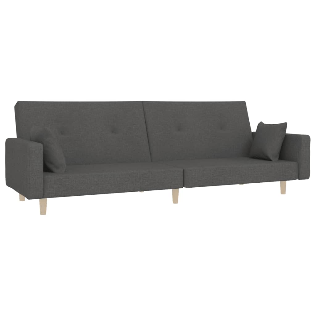 vidaXL Canapea extensibilă cu 2 locuri, 2 perne, gri închis, textil vidaXL Canapea extensibilă cu 2 locuri, 2 perne, gri închis, textil