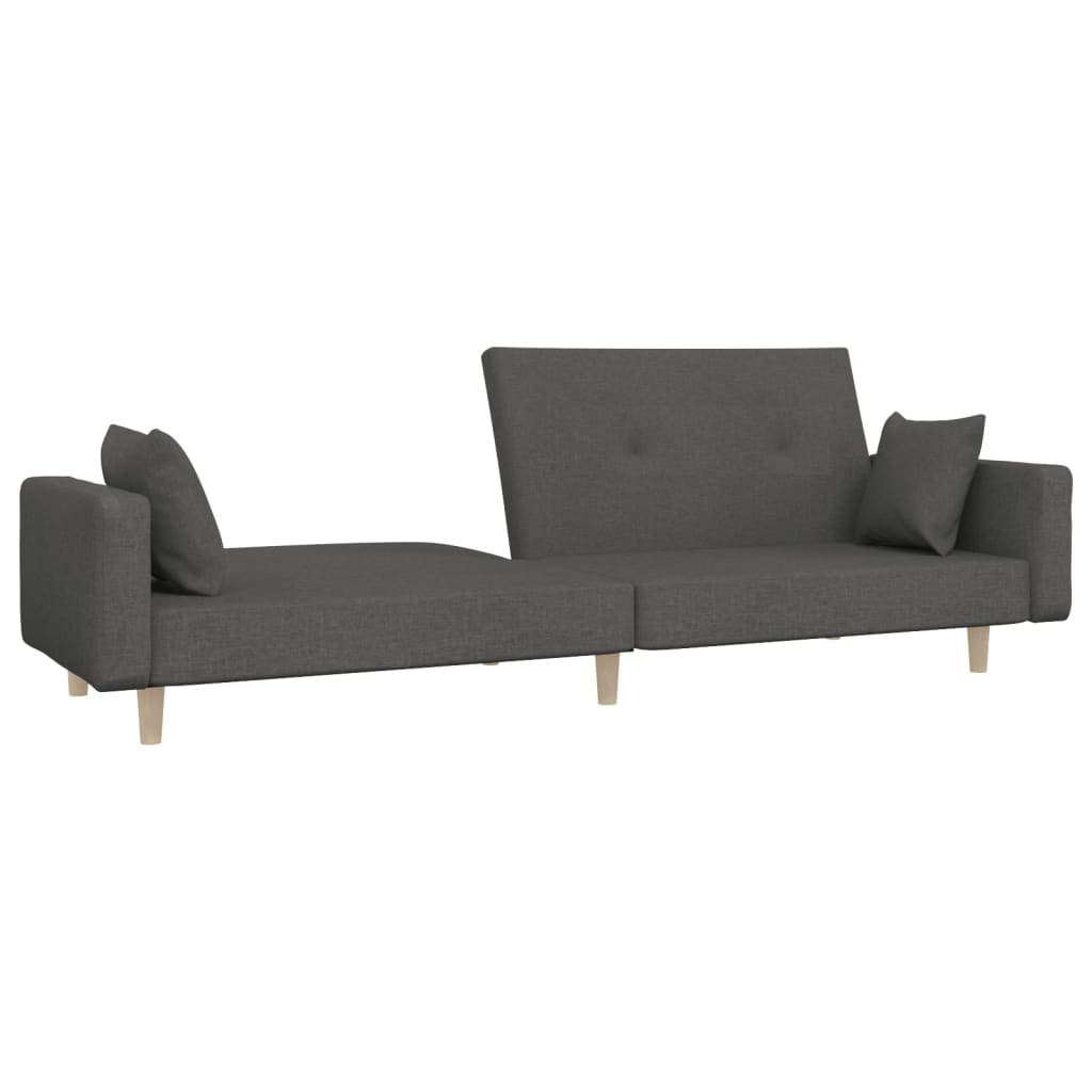 vidaXL Canapea extensibilă cu 2 locuri, 2 perne, gri închis, textil vidaXL Canapea extensibilă cu 2 locuri, 2 perne, gri închis, textil