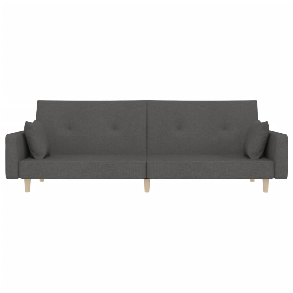 vidaXL Canapea extensibilă cu 2 locuri, 2 perne, gri închis, textil vidaXL Canapea extensibilă cu 2 locuri, 2 perne, gri închis, textil