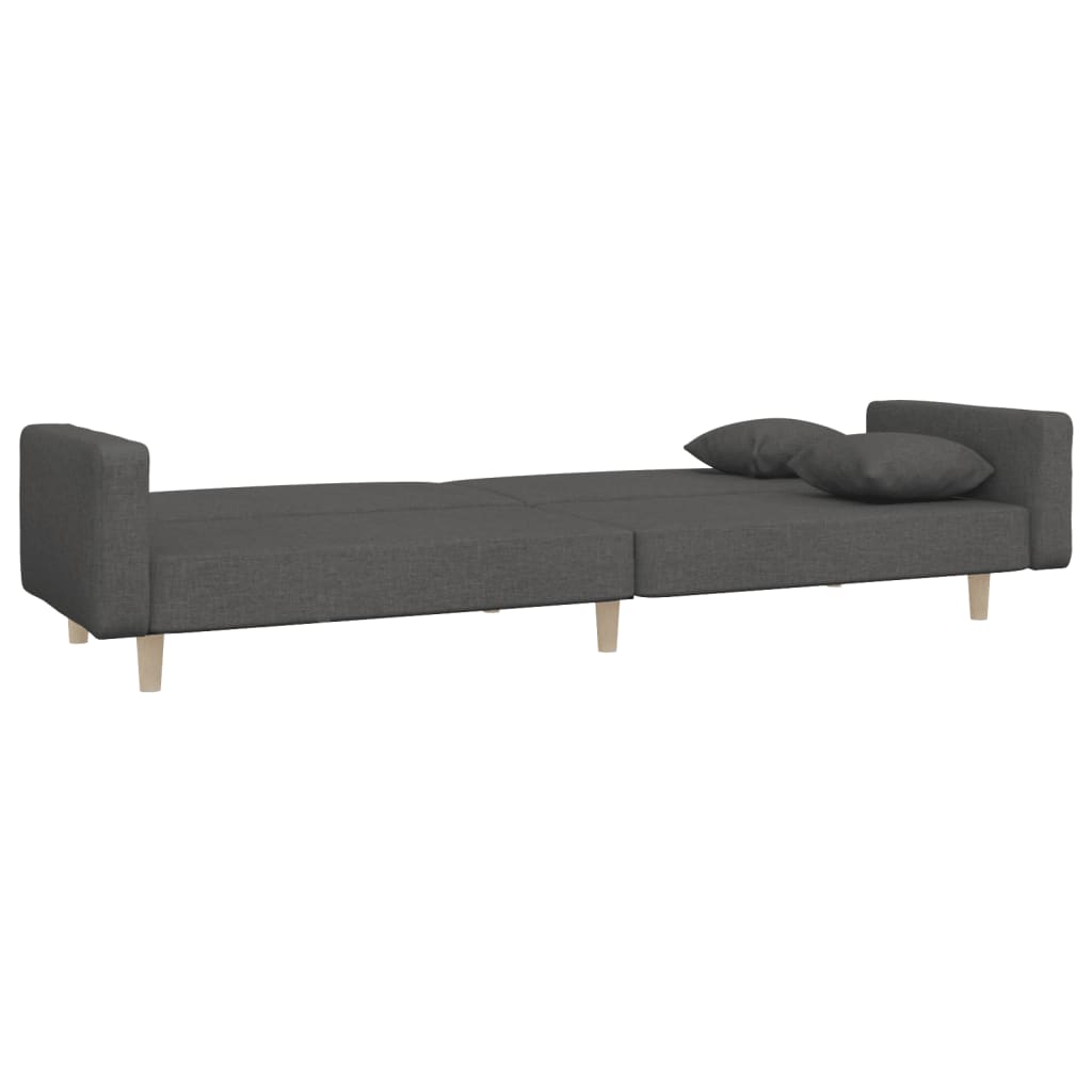 vidaXL Canapea extensibilă cu 2 locuri, 2 perne, gri închis, textil vidaXL Canapea extensibilă cu 2 locuri, 2 perne, gri închis, textil