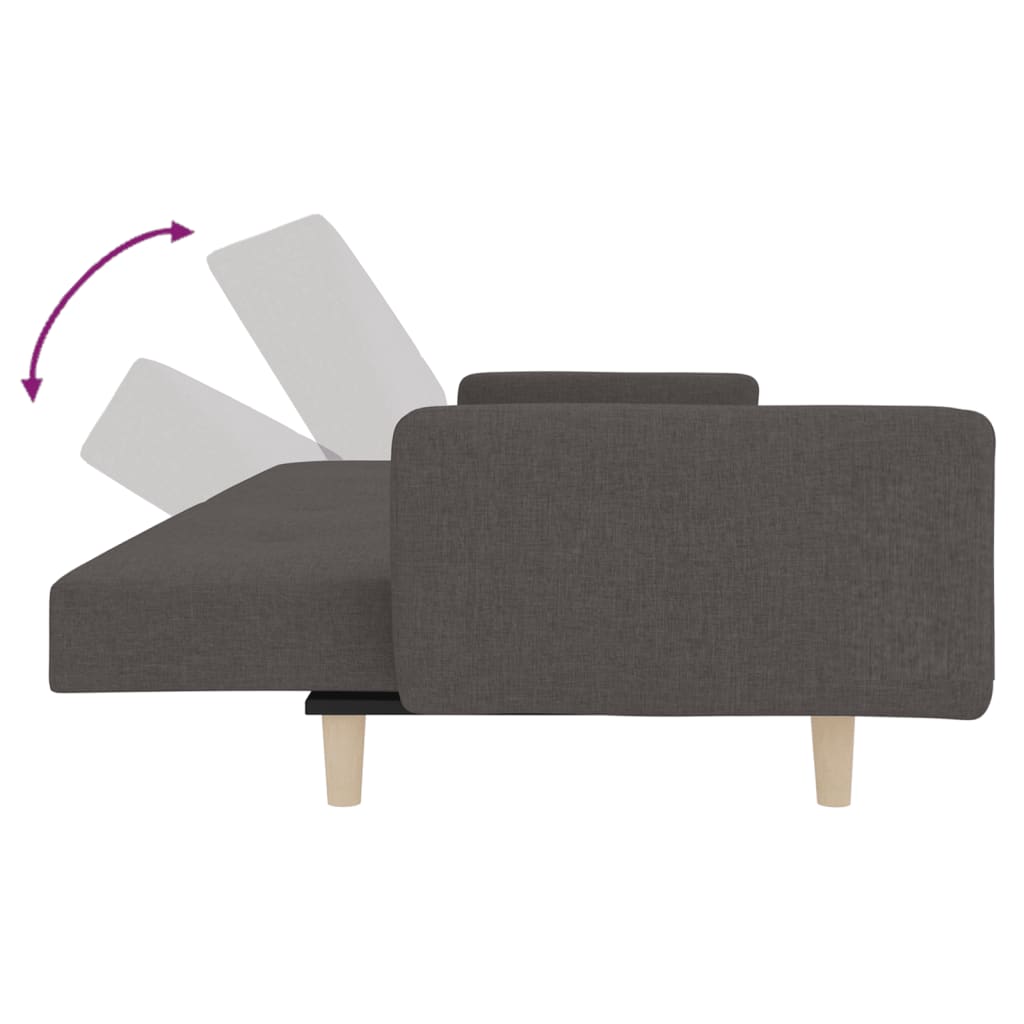 vidaXL Canapea extensibilă cu 2 locuri, 2 perne, gri închis, textil vidaXL Canapea extensibilă cu 2 locuri, 2 perne, gri închis, textil