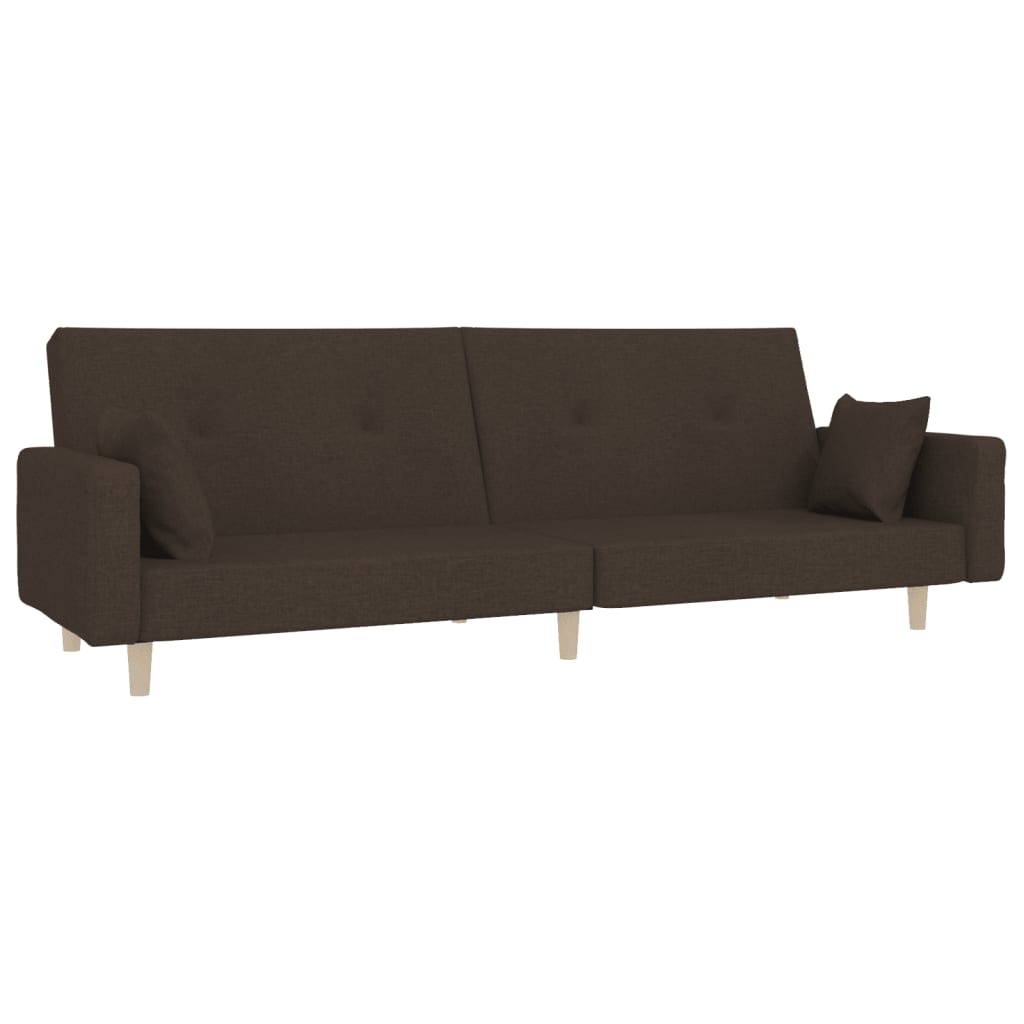 vidaXL Canapea extensibilă cu 2 locuri, 2 perne, maro închis, textil vidaXL Canapea extensibilă cu 2 locuri, 2 perne, maro închis, textil