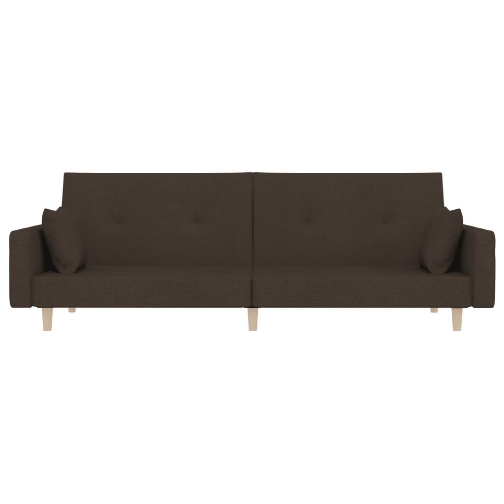 vidaXL Canapea extensibilă cu 2 locuri, 2 perne, maro închis, textil vidaXL Canapea extensibilă cu 2 locuri, 2 perne, maro închis, textil