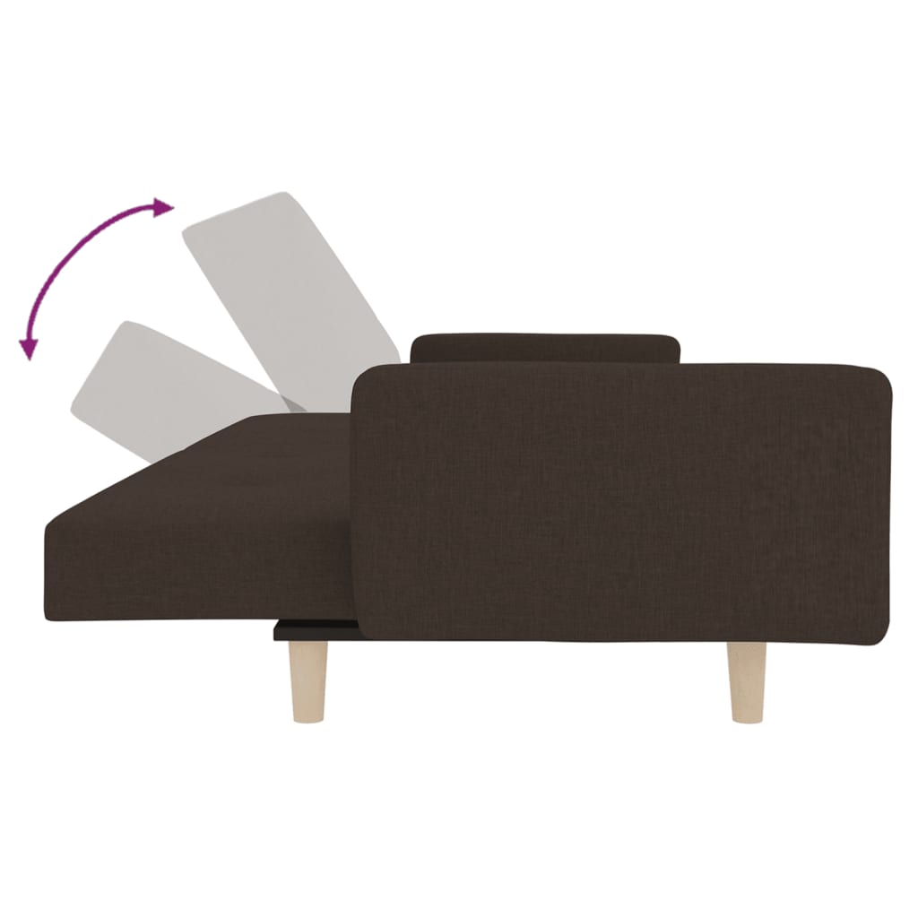 vidaXL Canapea extensibilă cu 2 locuri, 2 perne, maro închis, textil vidaXL Canapea extensibilă cu 2 locuri, 2 perne, maro închis, textil