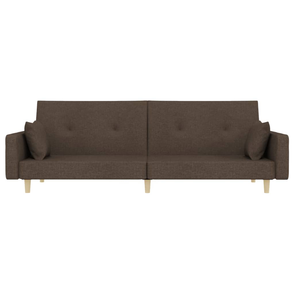 vidaXL Canapea extensibilă cu 2 locuri, 2 perne, gri taupe, textil vidaXL Canapea extensibilă cu 2 locuri, 2 perne, gri taupe, textil