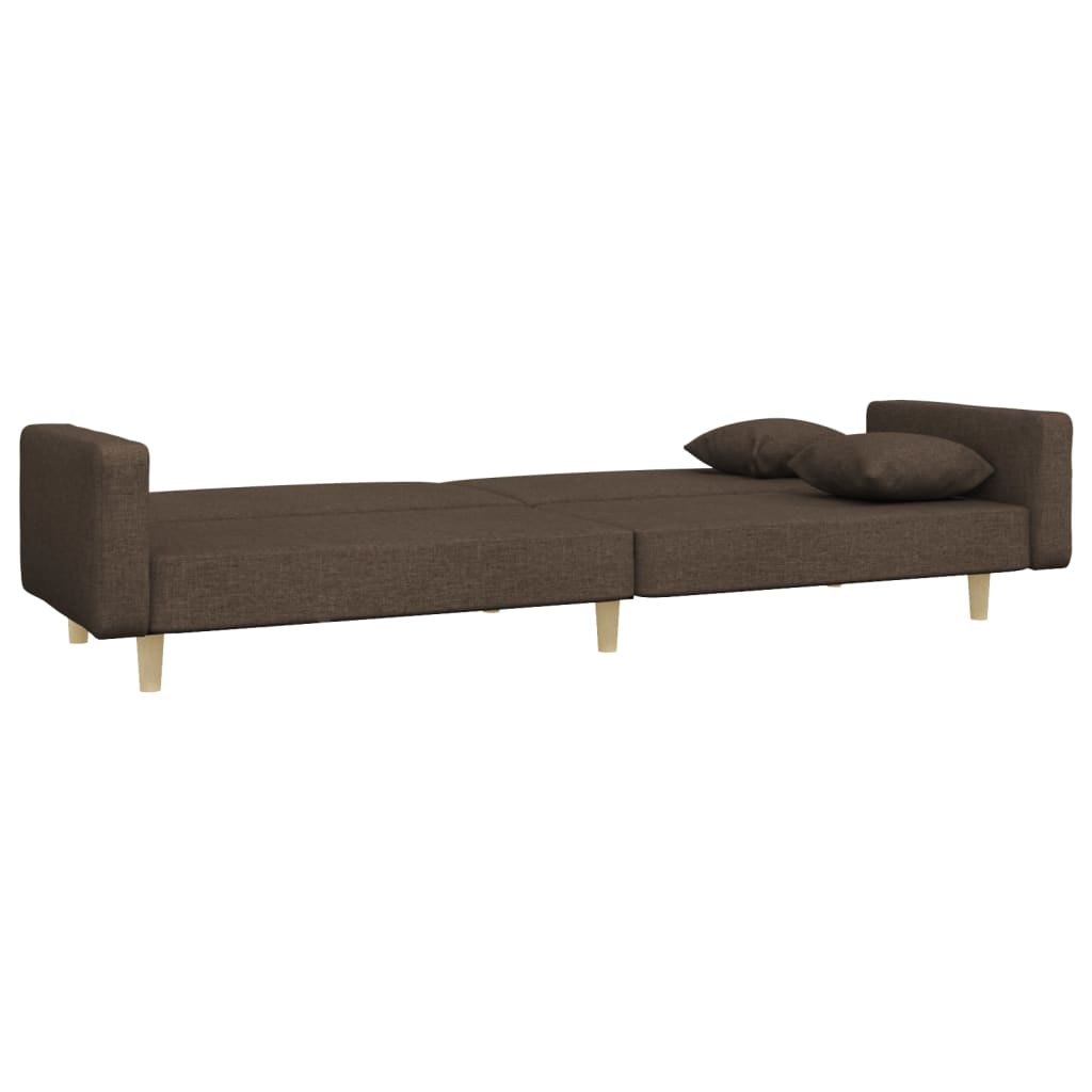 vidaXL Canapea extensibilă cu 2 locuri, 2 perne, gri taupe, textil vidaXL Canapea extensibilă cu 2 locuri, 2 perne, gri taupe, textil