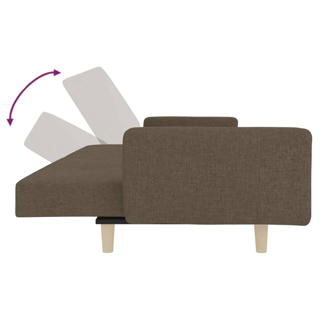 vidaXL Canapea extensibilă cu 2 locuri, 2 perne, gri taupe, textil vidaXL Canapea extensibilă cu 2 locuri, 2 perne, gri taupe, textil