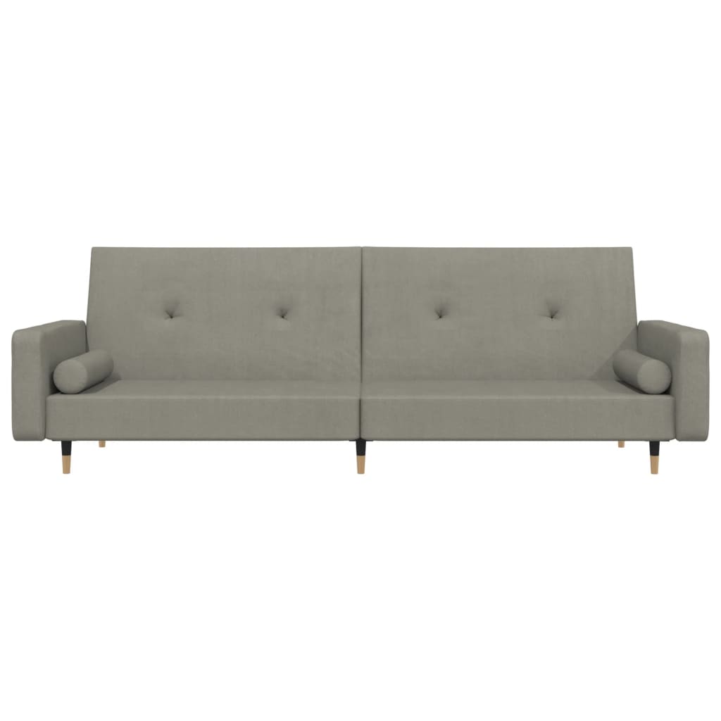 vidaXL Canapea extensibilă cu 2 locuri, 2 perne, gri deschis, catifea vidaXL Canapea extensibilă cu 2 locuri, 2 perne, gri deschis, catifea