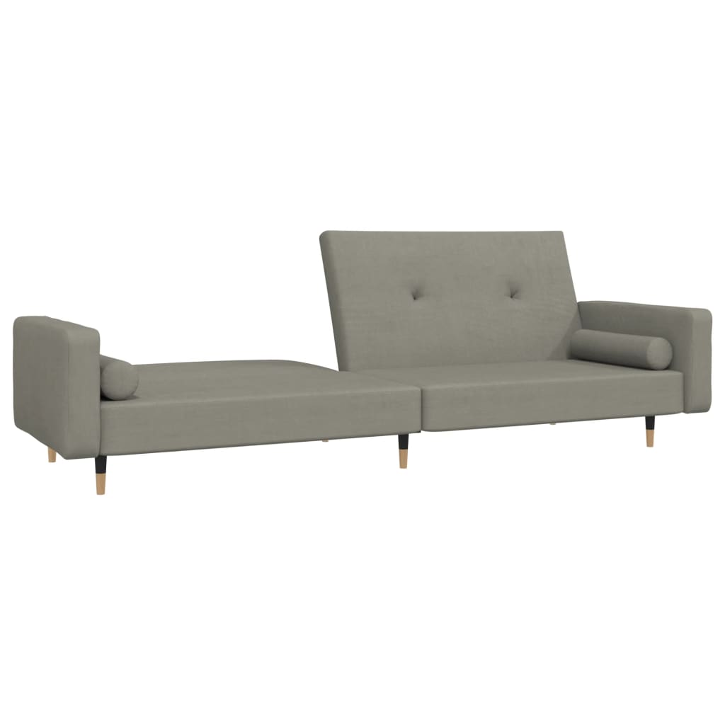 vidaXL Canapea extensibilă cu 2 locuri, 2 perne, gri deschis, catifea vidaXL Canapea extensibilă cu 2 locuri, 2 perne, gri deschis, catifea