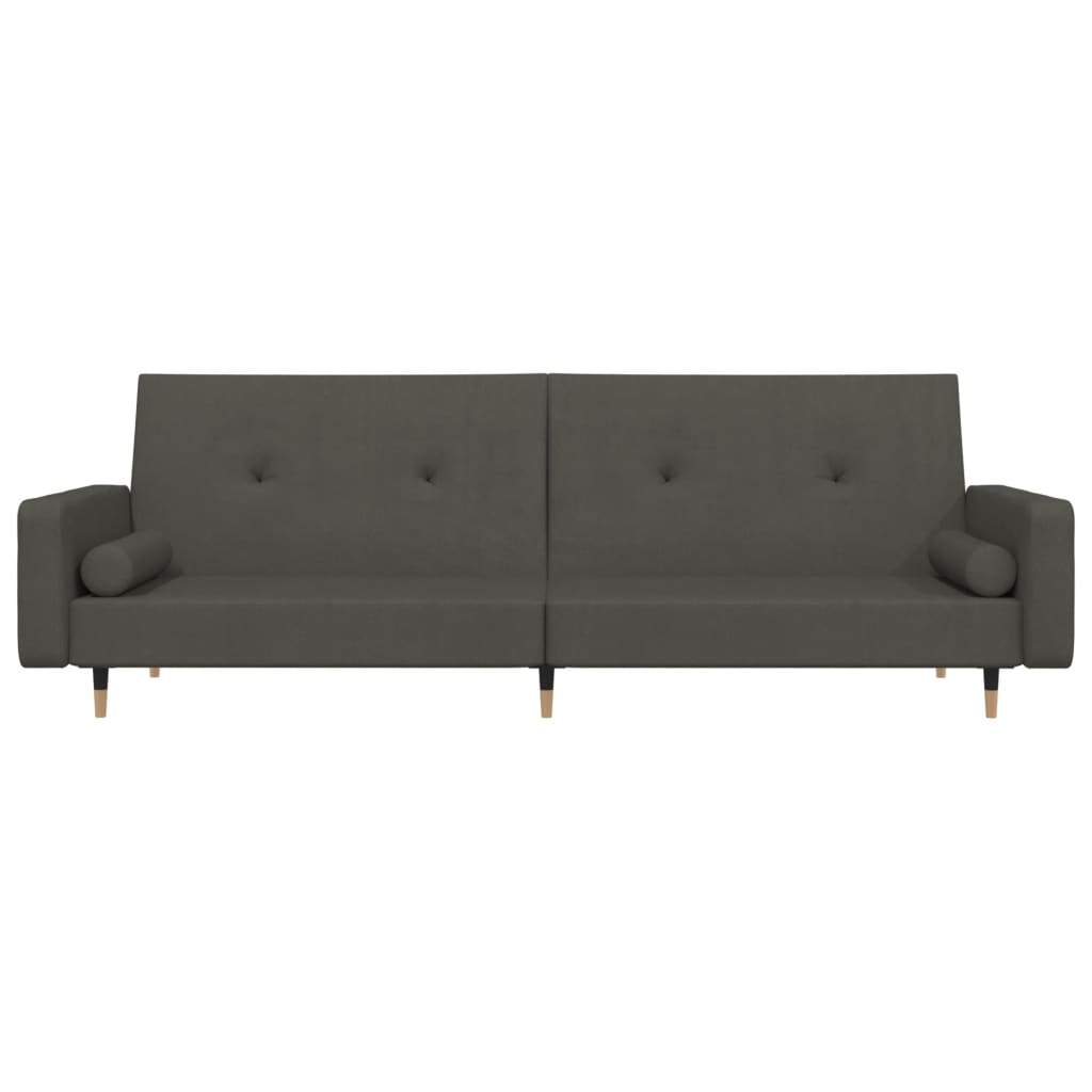 vidaXL Canapea extensibilă cu 2 locuri, 2 perne, gri închis, catifea vidaXL Canapea extensibilă cu 2 locuri, 2 perne, gri închis, catifea