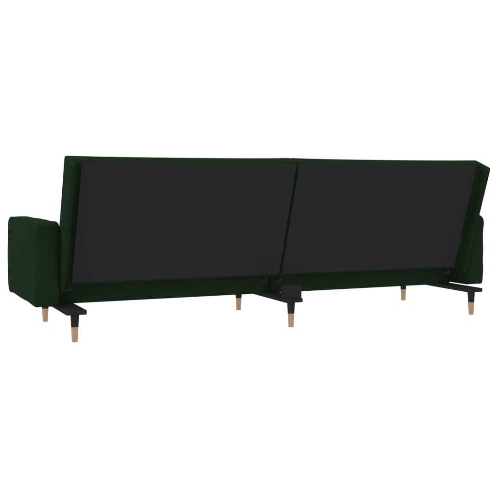vidaXL Canapea extensibilă cu 2 locuri, 2 perne, verde închis catifea