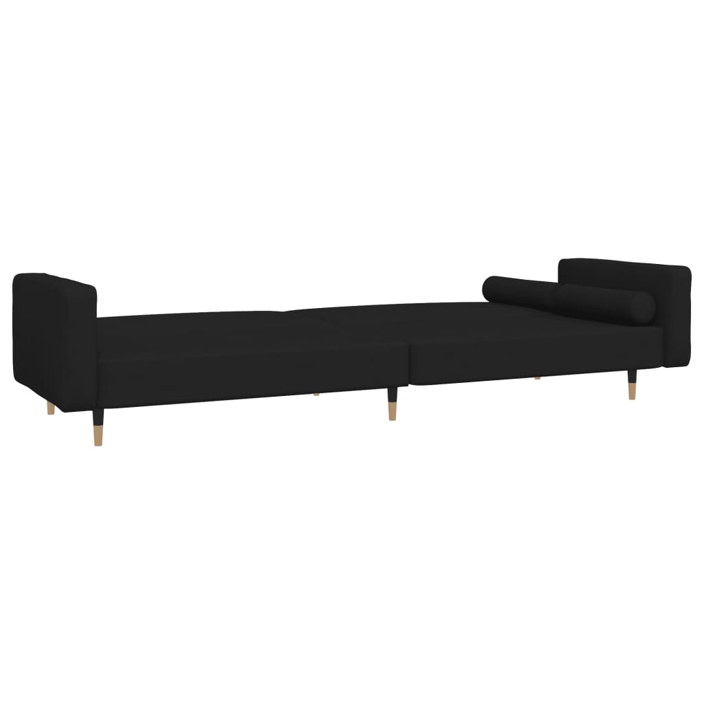 vidaXL Canapea extensibilă cu 2 locuri, 2 perne, negru, catifea vidaXL Canapea extensibilă cu 2 locuri, 2 perne, negru, catifea