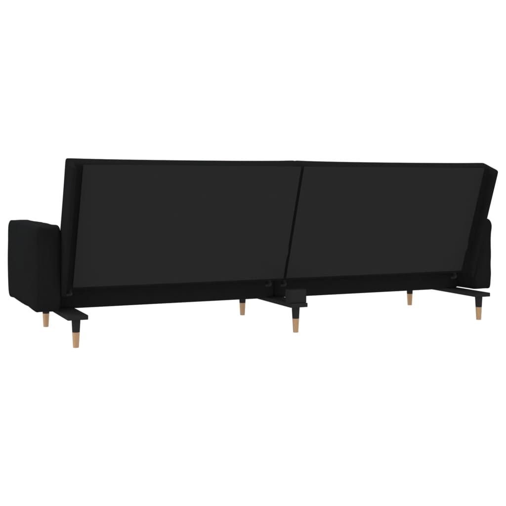 vidaXL Canapea extensibilă cu 2 locuri, 2 perne, negru, catifea vidaXL Canapea extensibilă cu 2 locuri, 2 perne, negru, catifea