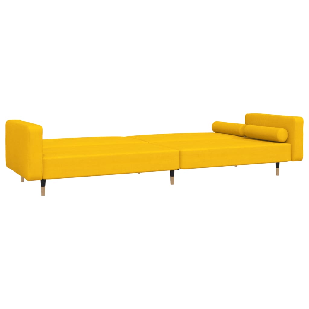 vidaXL Canapea extensibilă cu 2 locuri, 2 perne, galben, catifea vidaXL Canapea extensibilă cu 2 locuri, 2 perne, galben, catifea