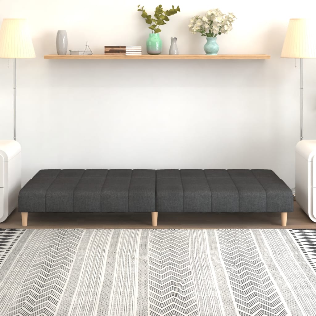 vidaXL Canapea extensibilă cu 2 locuri, gri închis, textil