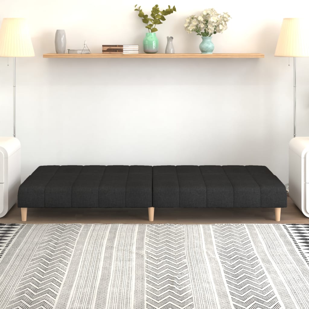 vidaXL Canapea extensibilă cu 2 locuri, negru, material textil