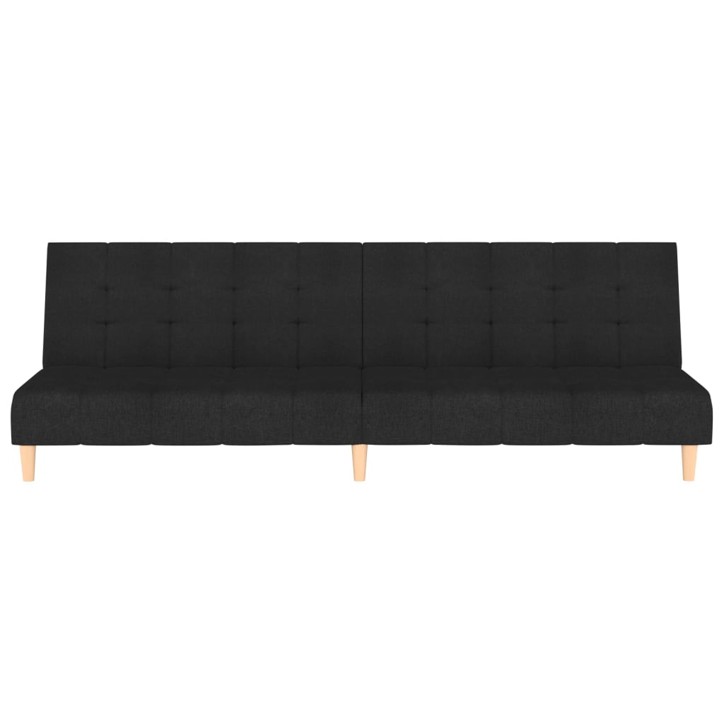 vidaXL Canapea extensibilă cu 2 locuri, negru, material textil