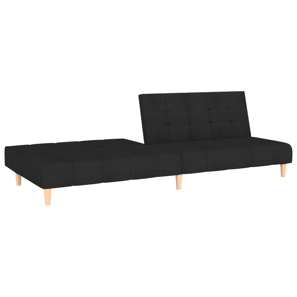 vidaXL Canapea extensibilă cu 2 locuri, negru, material textil