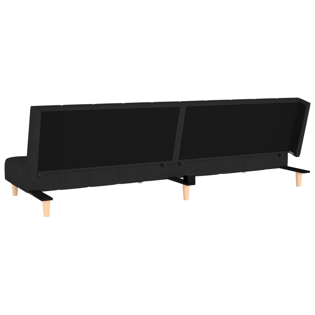 vidaXL Canapea extensibilă cu 2 locuri, negru, material textil