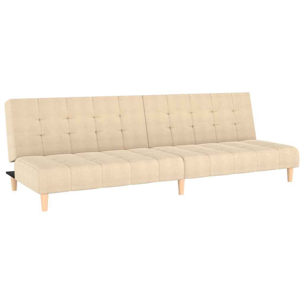 vidaXL Canapea extensibilă cu 2 locuri, crem, material textil vidaXL Canapea extensibilă cu 2 locuri, crem, material textil