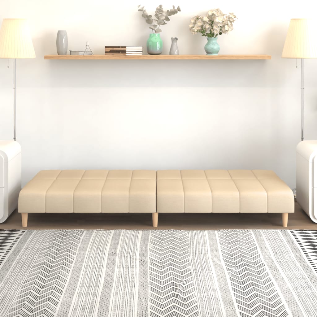 vidaXL Canapea extensibilă cu 2 locuri, crem, material textil vidaXL Canapea extensibilă cu 2 locuri, crem, material textil