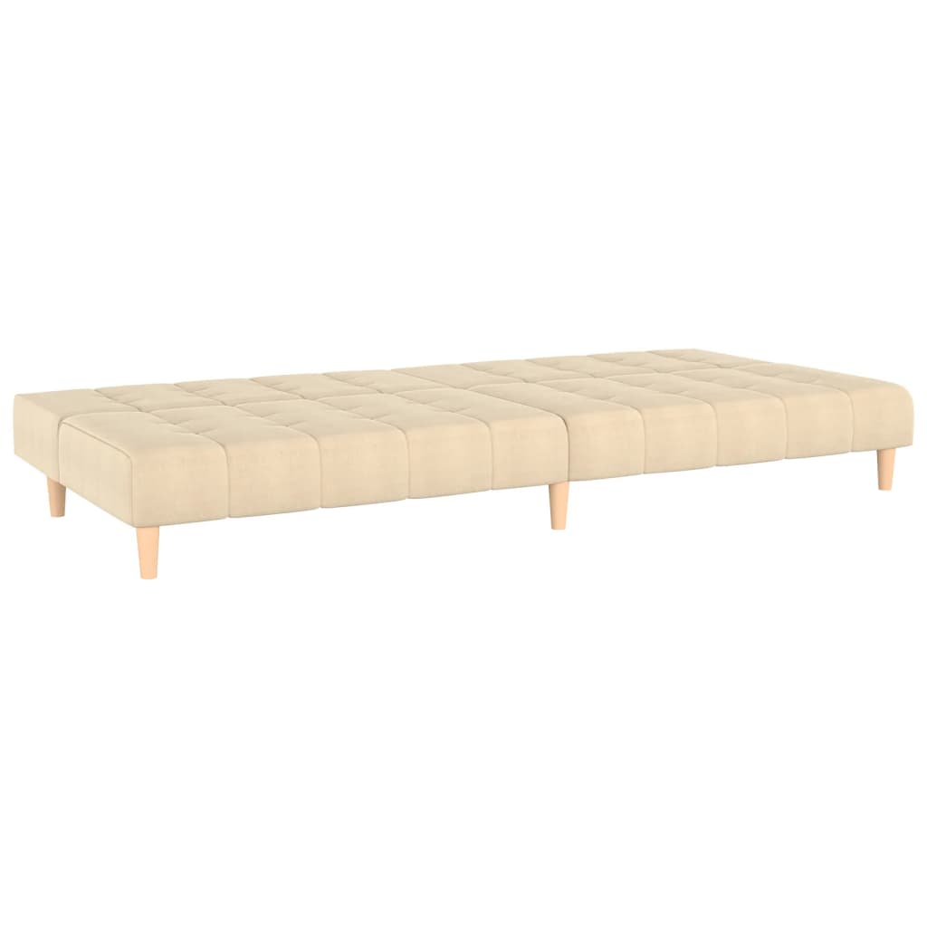 vidaXL Canapea extensibilă cu 2 locuri, crem, material textil vidaXL Canapea extensibilă cu 2 locuri, crem, material textil