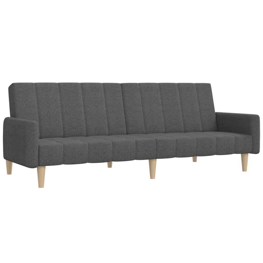 vidaXL Canapea extensibilă cu 2 locuri, gri închis, textil