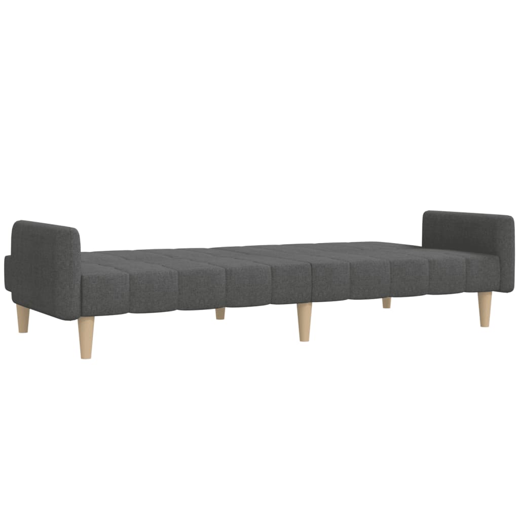 vidaXL Canapea extensibilă cu 2 locuri, gri închis, textil